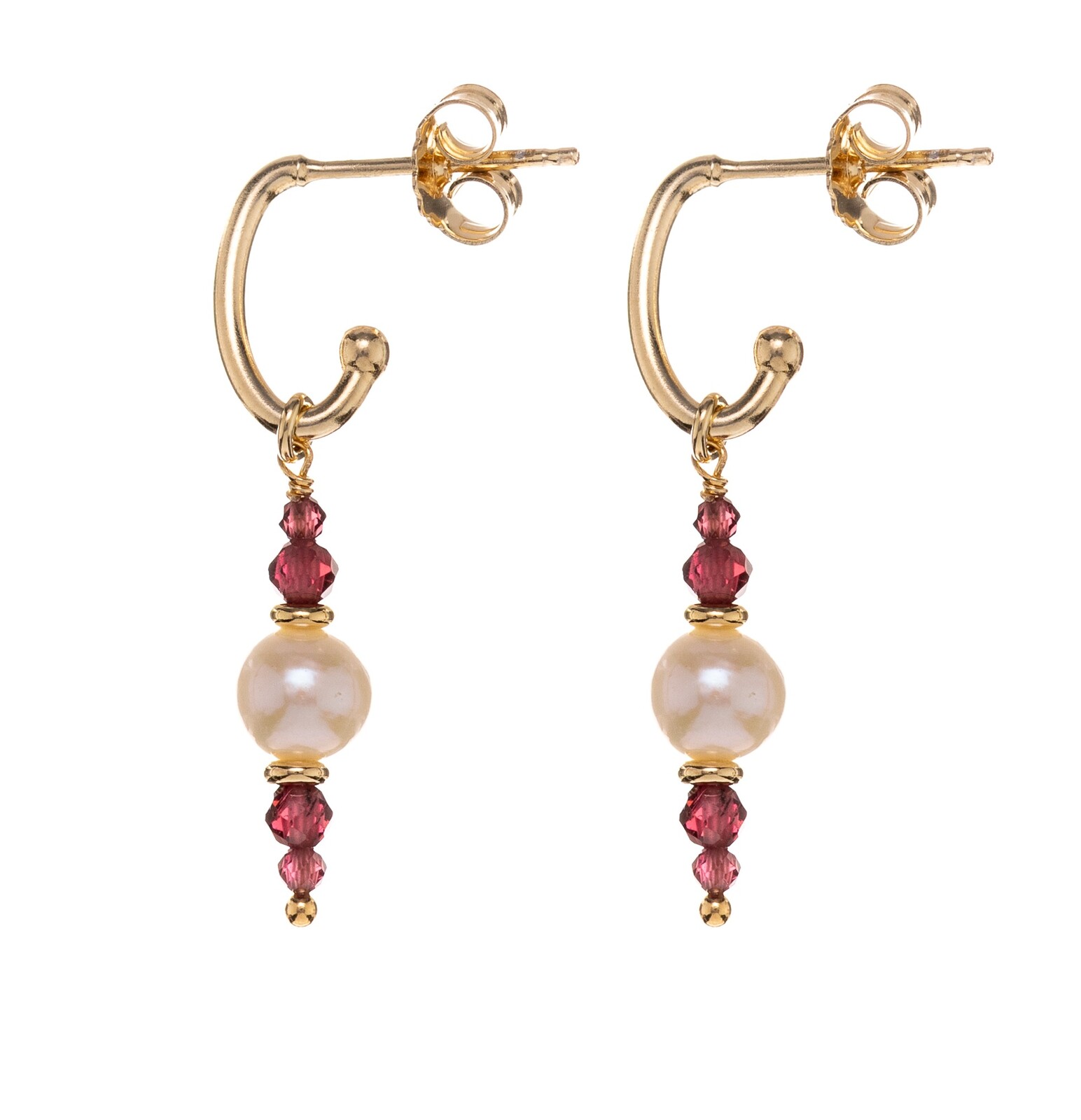 Alisia Visiace pozlátené náušnice s granátmi a pravými perlami AL5184.01.029