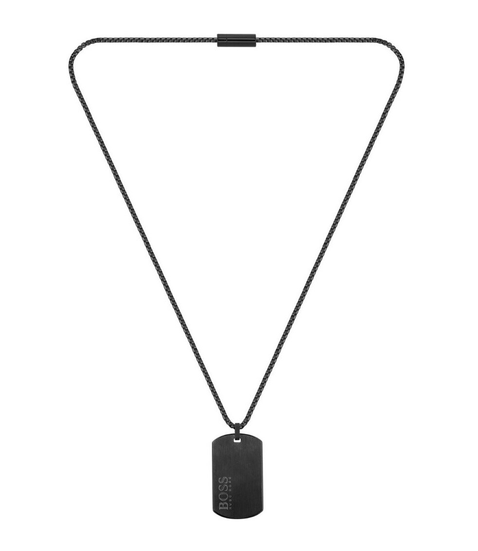 Hugo Boss Čierny pánsky náhrdelník Vojenská známka ID 1580052