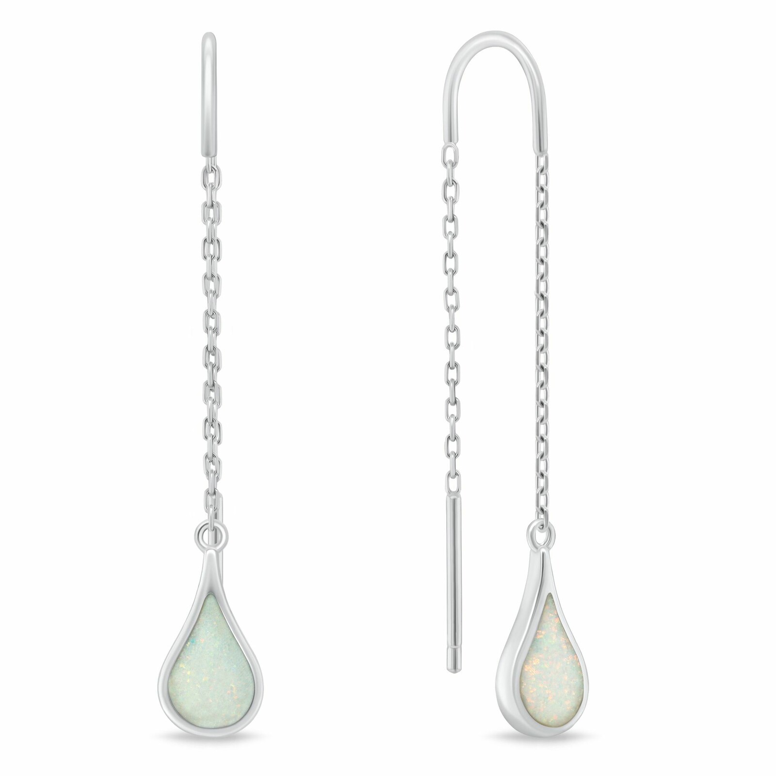 Brilio Silver Dlhé retiazkové náušnice so syntetickým opálom EA1243W