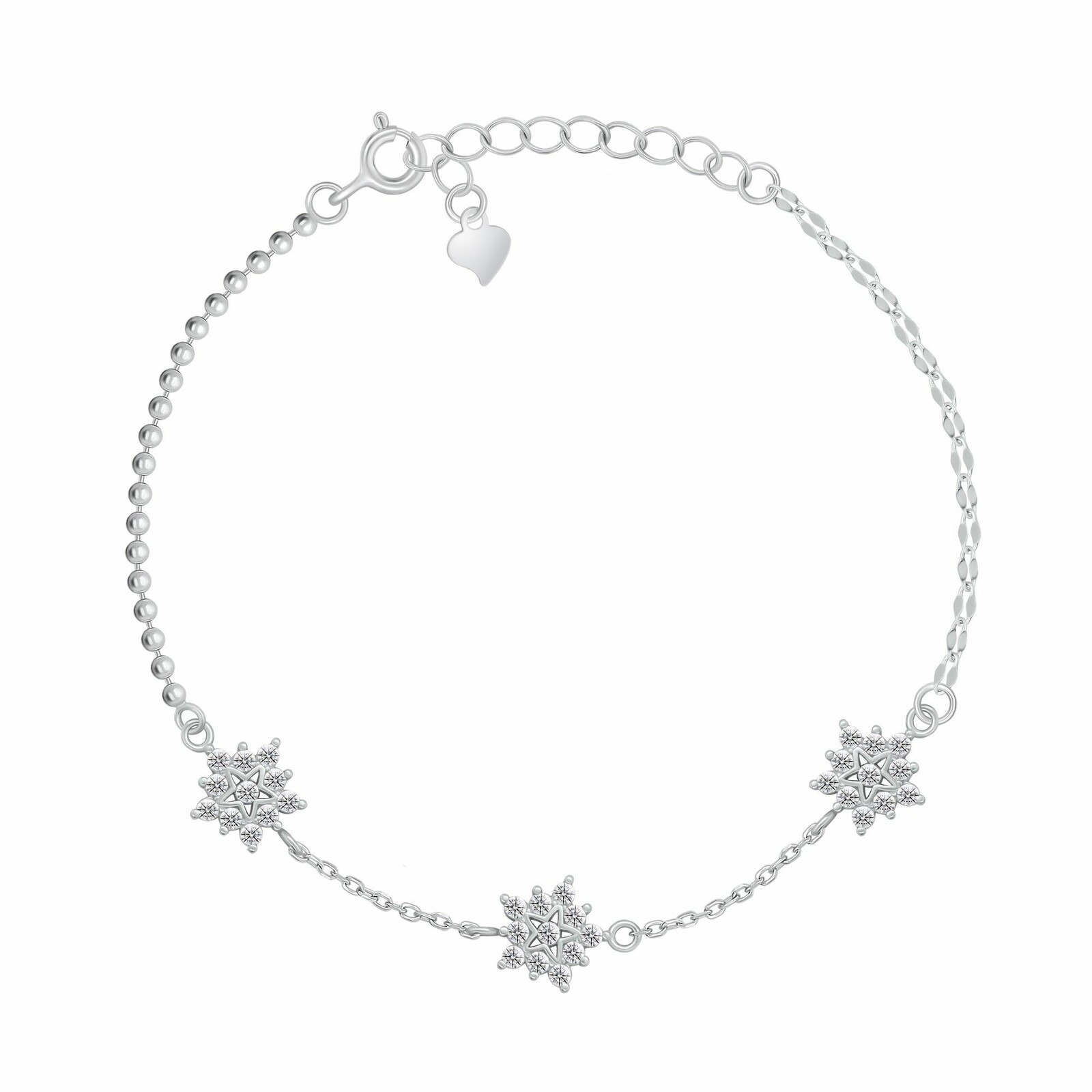 Brilio Silver Dizajnový strieborný náramok Hviezdičky so zirkónmi BRC249W