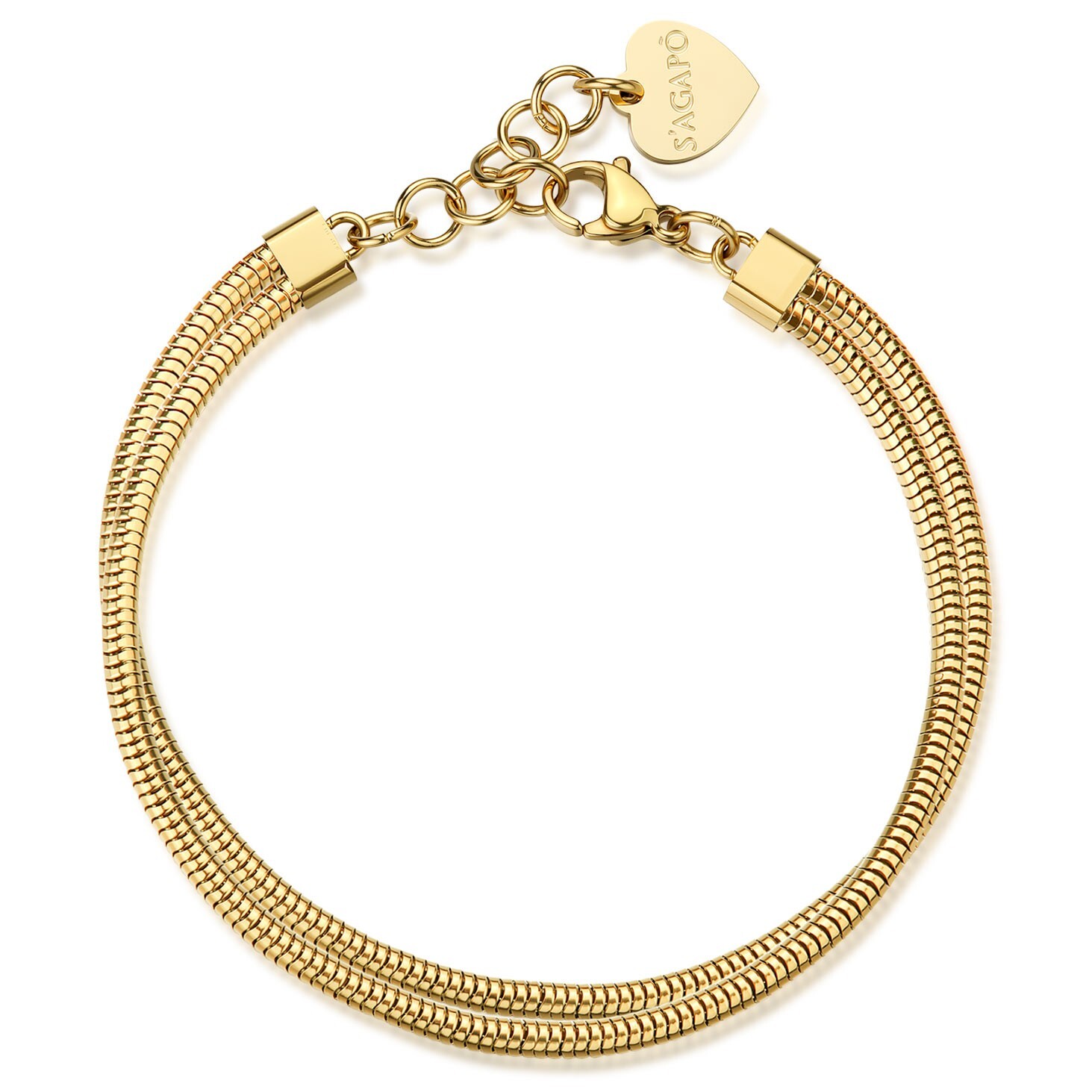 S'Agapõ Dvojitý pozlátený náramok Hádok Chunky SHK119