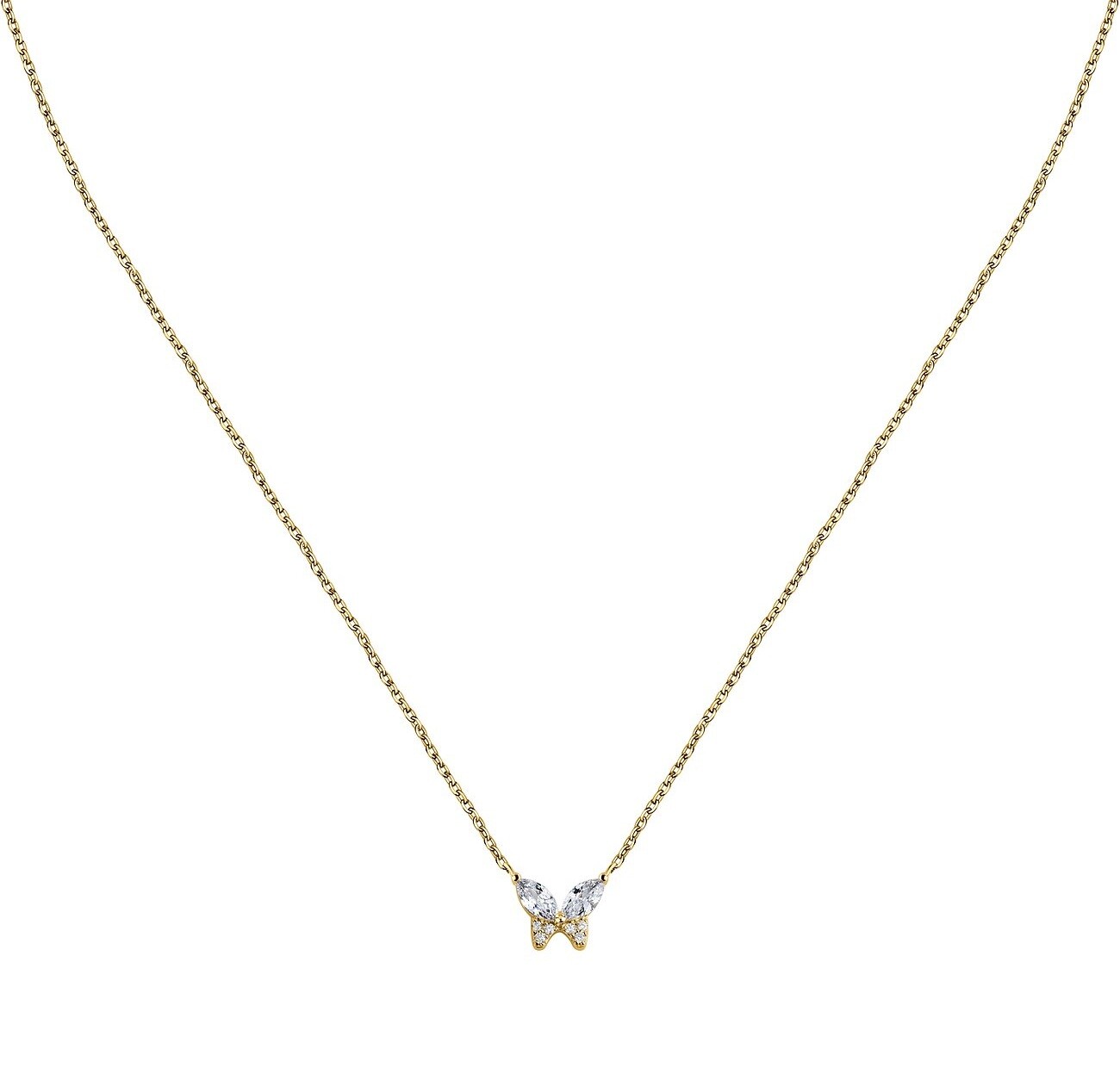 La Petite Story Nežný pozlátený náhrdelník Motýlik so zirkónmi Silver LPS10AWV97