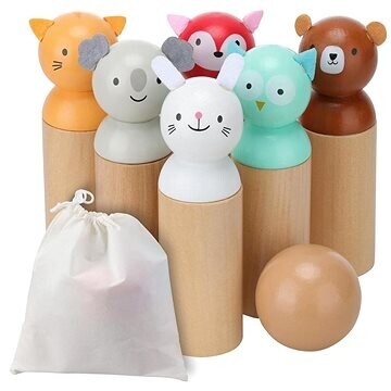 Derrson drevená bowlingová súprava so zvieratkami W5296