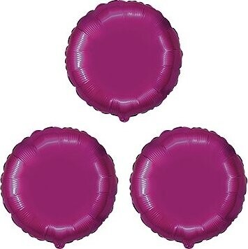 FLEXMETAL Balón fóliový – okrúhly, metalický tmavoružový (fuksia), 45 cm, 3 ks