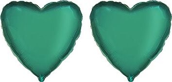 FLEXMETAL Balón fóliový – srdce, valentín/svadba, zelené tyrkysové, 45 cm, 2 ks