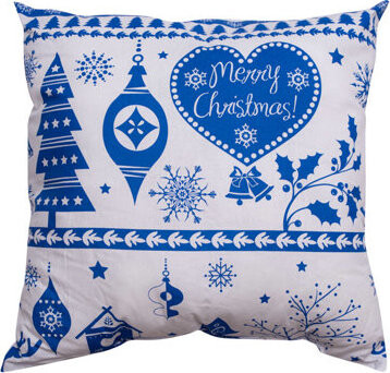 TEXTILOMANIE Dekoračný vankúšik Vianoce modrý 40 × 40 cm