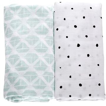 MOTHERHOOD Prikrývka mušelínová 2 ks Mint Boats 100 × 120 cm
