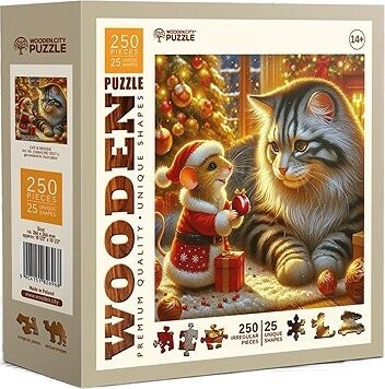 WOODEN CITY Drevené puzzle Mačka a myš 250 dielikov