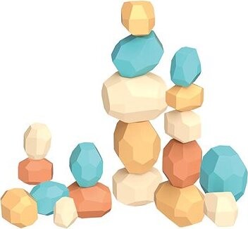 Bavytoy Farebné drevené balančné kamene 20 ks