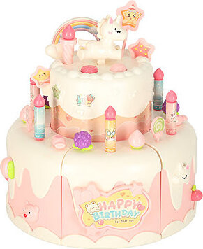 KIK KX3048 Narozeninový dort s doplňky, světlem a zvukem, růžový, 16 ks