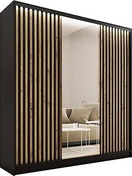 Nejlevnější nábytek Insular 3D 150 so zrkadlom – čierny mat/dub artisan