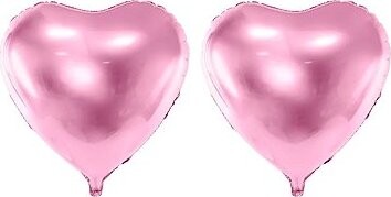 PARTYDECO Fóliový balón – srdce, valentín/svadba, svetloružové, 60 cm, 2 ks