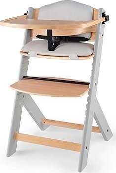 KINDERKRAFT Stolička jedálenská Enock s čalúnením Grey wooden, Premium