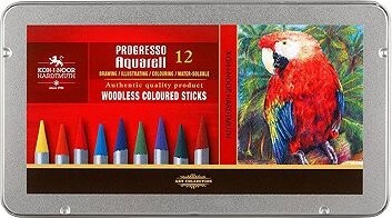Koh-i-noor Progresso aquarell 8782/12 Akvarelové pastelky v laku, v plechovom puzdre 12 ks