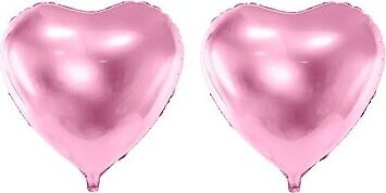 PARTYDECO Fóliový balón – srdce, svetloružové, svadba/valentín, 45 cm, 2 ks