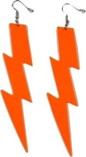 Neónové náušnice blesk retro párty – 80. roky – disko – oranžové