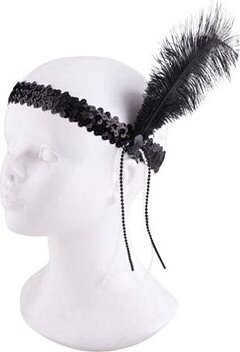 Funny Fashion Čelenka s perím, čierna, Charlestone