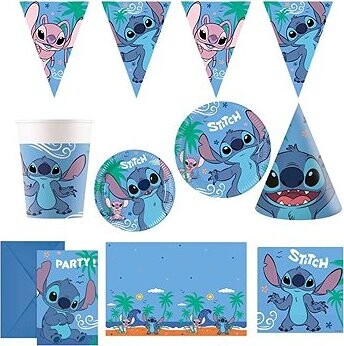 GODAN Detská narodeninová sada Stitch a Angel, 10 osôb