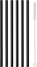 Vialli Design Slamka sklenená čierna, rovná 200 mm, 6 ks + kefka_6599