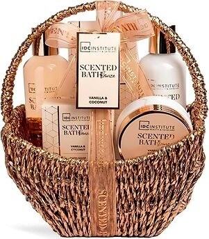 IDC Institute Bath Sensation, Darčekový kôš pre ženy, vanilka a kokos 6 v 1