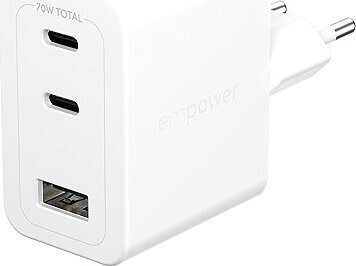 PanzerGlass Empower nabíjačka Turbo GaN 70 W 2× USB-C + 1× USB-A, biela