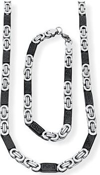 Ewena Pánsky náhrdelník s náramkom z chirurgickej ocele, grécky kľúč KA920