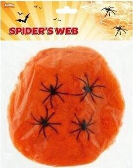 Pavučina oranžová s pavúkmi 20 g + 4 pavúky