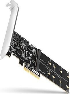 AXAGON PCES-SA4M2, 2× internal SATA 6G port + 2× SATA M.2 slot, PCIe controller