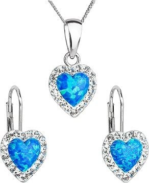 EVOLUTION GROUP 39161.1 modrý synt. opál súprava dekorovaná kryštálmi Preciosa® (925/1000, 2 g)