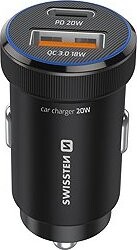 Swissten CL Adaptér, USB-C PD + USB-A 20 W čierny