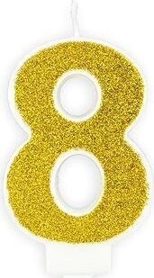 Sviečka narodeninová, 7 cm, číslica „8“, zlatá