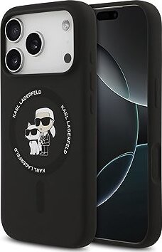 Karl Lagerfeld Liquid Silicone Karl and Choupette MagSafe Zadný Kryt pre iPhone 17 Pro Black