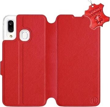 Flip puzdro na mobil Samsung Galaxy A40 – Červené – kožené – Red Leather
