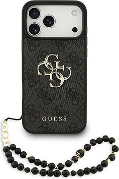 Guess PU 4G Metal Logo Strap Zadný Kryt pre iPhone 17 Pro Max Black