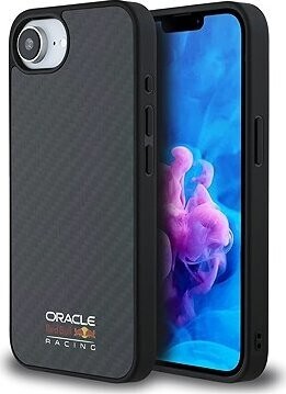 Red Bull Carbon Shiny Logo MagSafe Zadný Kryt pre iPhone 16e Black