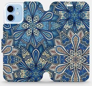 Flipové puzdro na mobil Apple iPhone 12 mini – V108P Modré mandala kvety