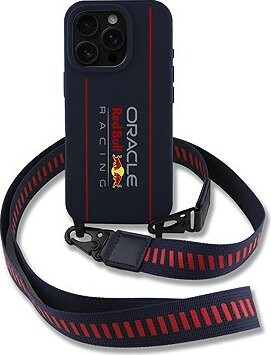Red Bull Silicone Vertical Logo MagSafe Zadný Kryt + Crossbody Popruh pre iPhone 16 Pre Navy