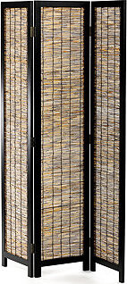 Paraván drevený 3 dielny, masív smrek, čierny