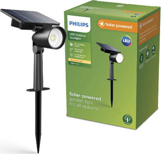 Philips Ashlyn vonkajší solárny zemný LED reflektor 1,4 W, 150 lm, 2700 K, IP44, čierny