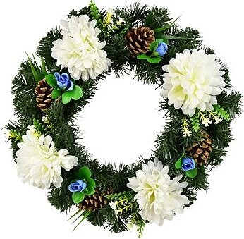 DOMMIO Věnec podzimní s chryzantémami, průměr 35 cm, bílý