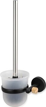 MSV – SPIRELLA WC nástenná kefa IANA, s nádobou zo skla, bielo-čierna