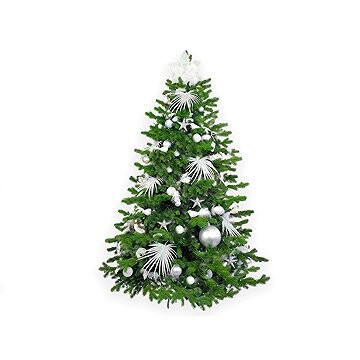 Ozdobený stromček POLÁRNA BIELA II 240 cm, 139 ks ozdôb a dekorácií