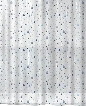 Spirella sprchový záves WATERDROP, motív kvapky, bielo-modrý, PEVA, 180 × 200 cm