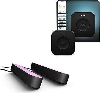 Philips Hue Bridge Pro + Philips Hue White and Color Ambiance Play Double pack Black