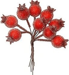 LAALU Vianočná dekorácia – ozdoby zasnežené šípky na drôtiku, 10 cm, 14 ks