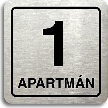 Accept Piktogram "1 apartmán" (80 × 80 mm) (strieborná tabuľka - čierna tlač)