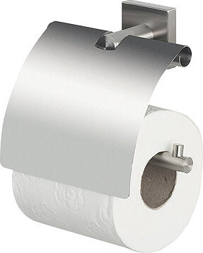 Spirella Nástenný držiak na toaletný papier NYO s krytom, kefovaná nehrdzavejúca oceľ, 14 cm