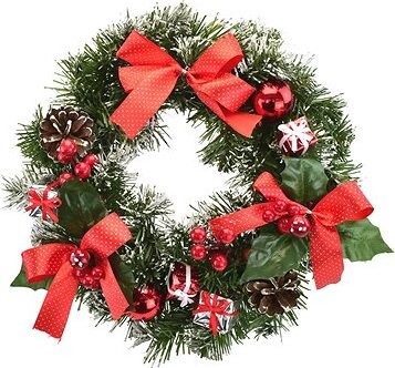 DOMMIO Vianočný veniec – s darčekmi a mašľami, 30 cm