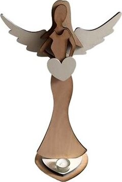 AVF Vianočná dekorácia – drevený anjel so sviečkou, 50 cm