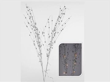 LAALU Vianočná dekorácia – kvetina LED, strieborná 76 cm